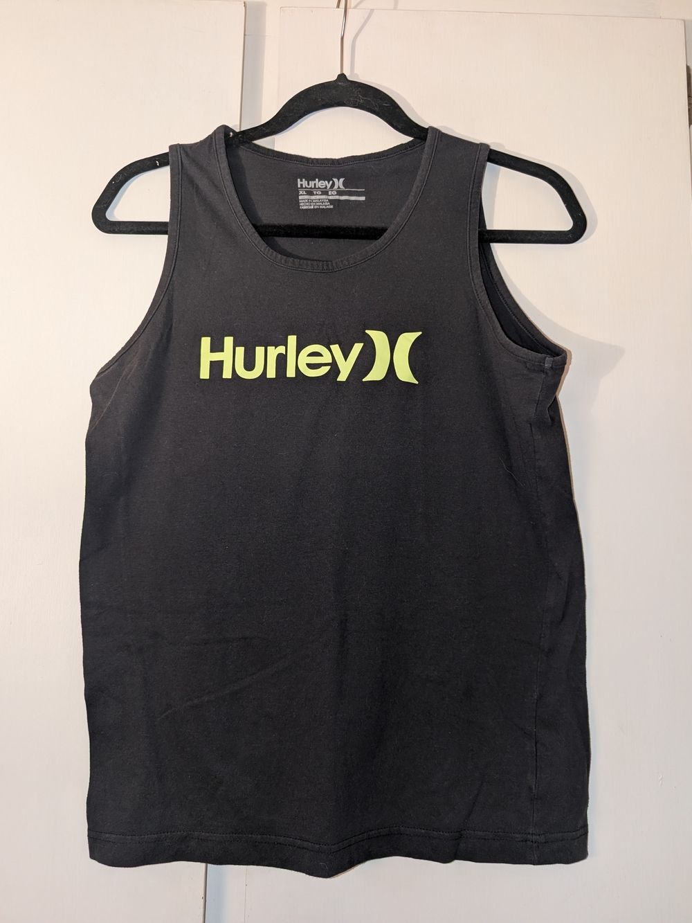 Hurley Men’s Black Tank Top with Neon Yellow Logo